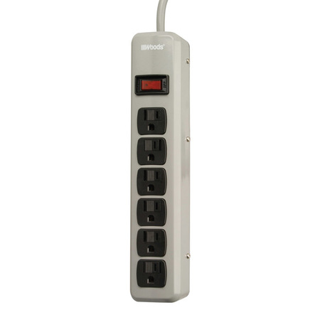 WOODS Power Strip 6Out Gry 41386